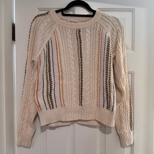 J. Crew x The Reeds Cable Knit Sweater - Cream & Multi - XS - EUC